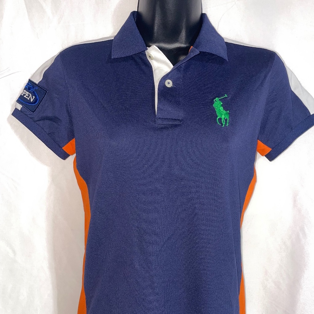Polo Ralph Lauren Custom Fit US Open Blue Polo Shirt Big Green Pony Sz S